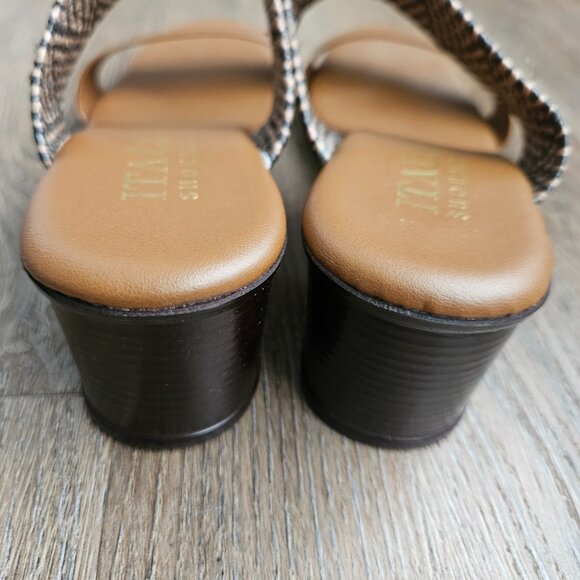 Italian double strap sandal heels faux leather - Picture 4 of 5